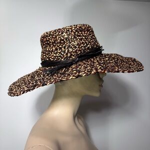 J. Crew Raffia‎ Woven Sun Beach Hat in Brown Black Tan Neutrals